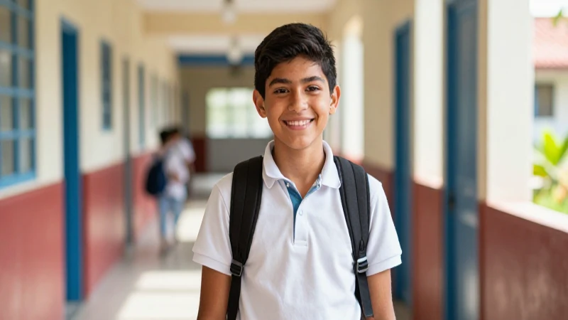Estudiante mexicana optimista en ambiente escolar