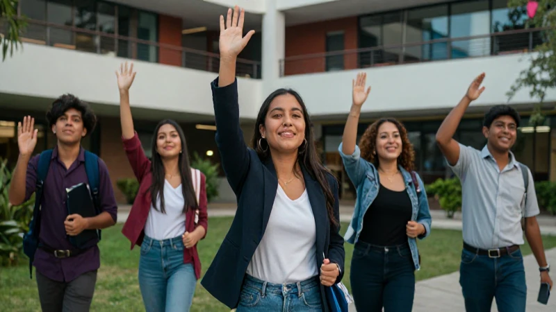 Estudiantes mexicanos celebrando éxito universitario vibrante