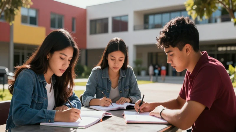 Estudiantes mexicanos en campus universitario vibrante