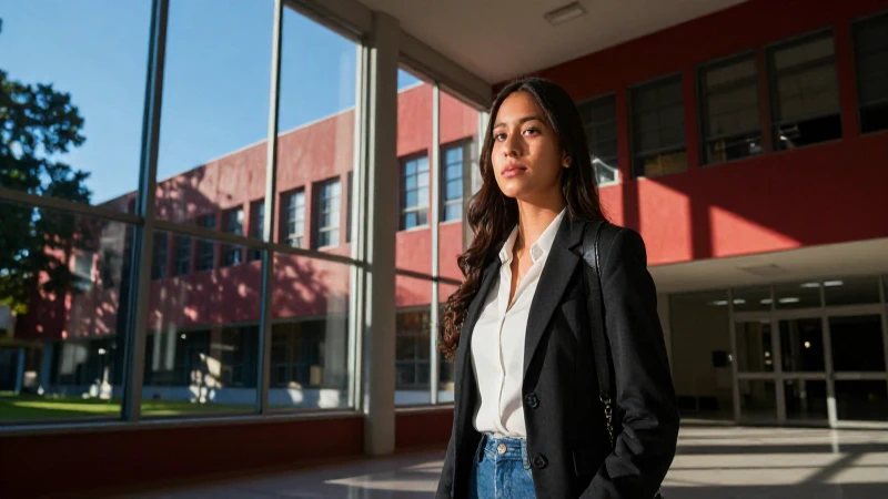 Estudiante mexicano moderno en vibrante universidad