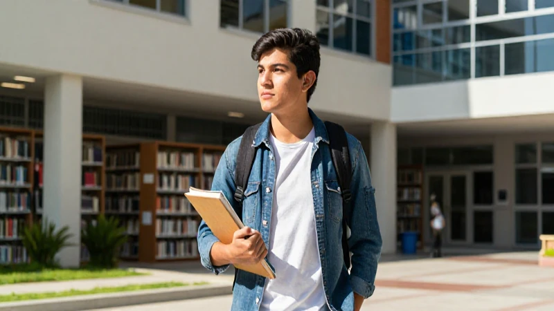 Estudiante mexicano moderno en campus universitario