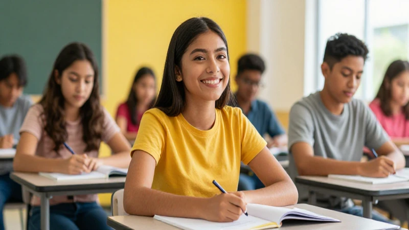 Estudiante mexicana sonriente con éxito académico