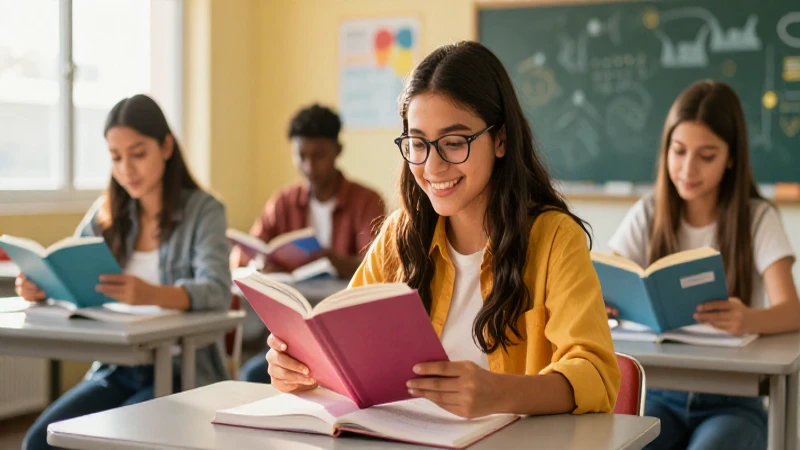 Estudiante mexicano sonríe en aula futurista