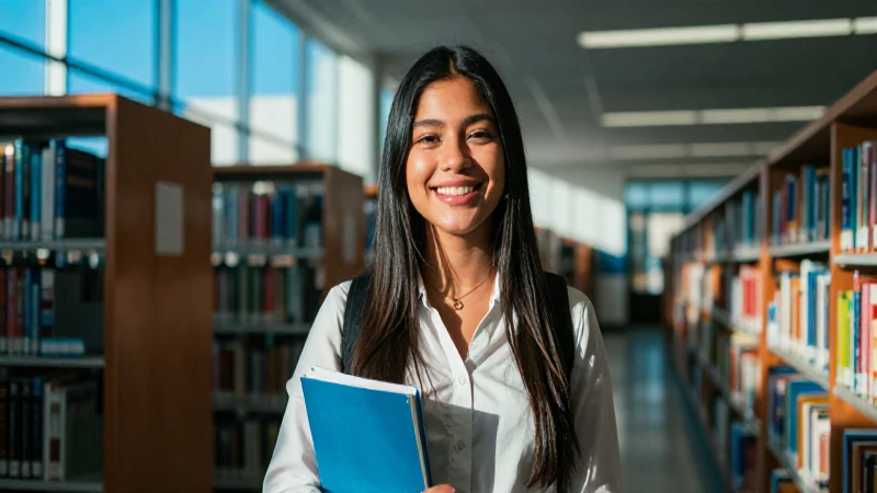 Estudiante sonriente logra éxito académico