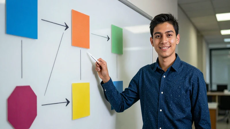 Estudiante mexicano proyectando un proyecto dinámico