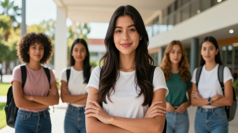 Estudiante mexicano atractivo en campus moderno