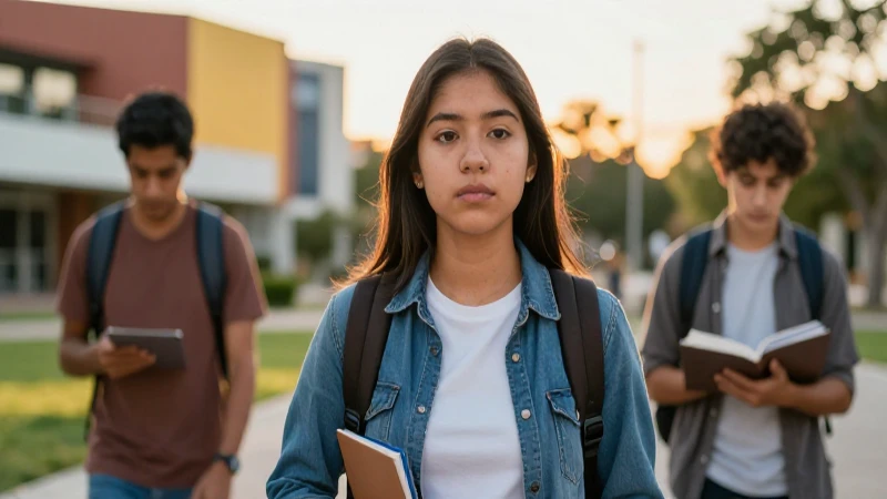 Estudiante mexicano en moderno campus universitario