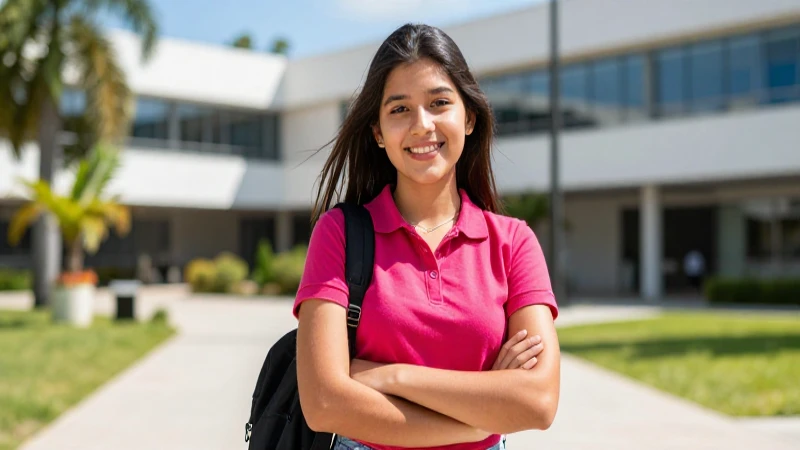 Estudiante mexicano en campus universitario moderno