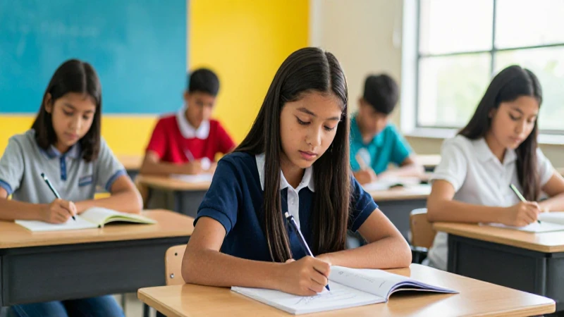 Estudiantes mexicanos motivados en aula moderna