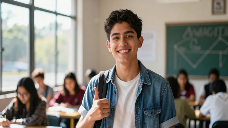 Retrato cinematográfico de estudiante mexicano triunfal