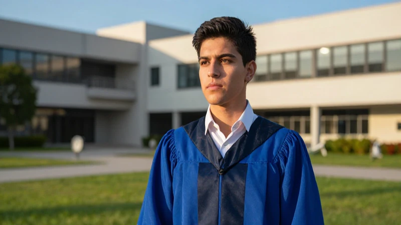 Estudiante mexicano decidido en campus universitario