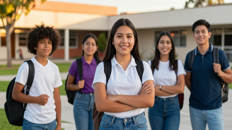 Fotografía vibrante de estudiante mexicano alegre