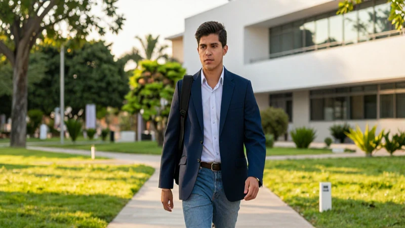 Joven mexicano en campus universitario