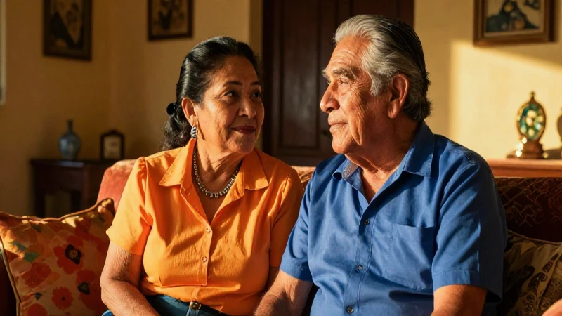 Pareja mayor mexicana en atardecer cálido