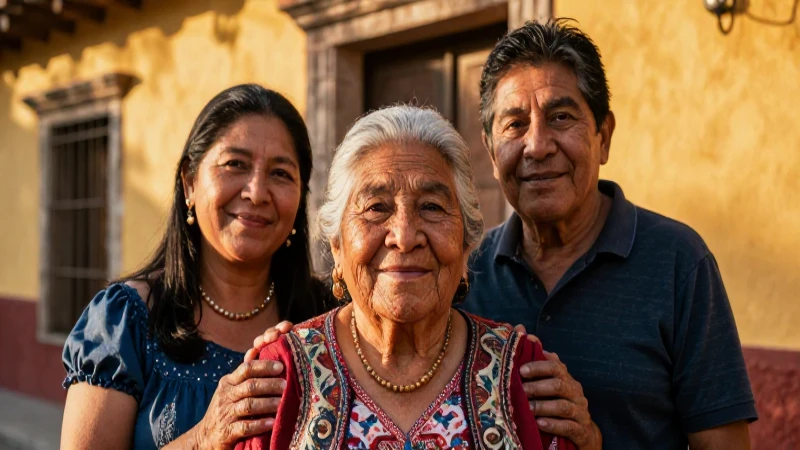 Abuela mexicana feliz en luz dorada