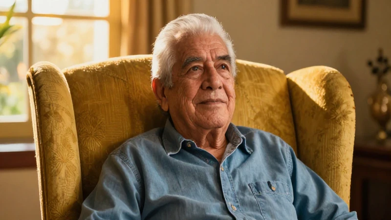 Anciano mexicano en paz y confort