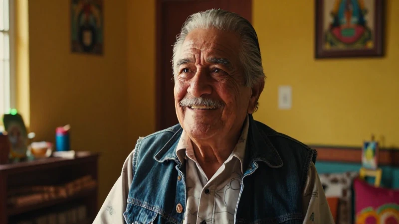 Retrato vibrante de un senior mexicano feliz