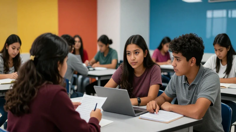 Estudiantes mexicanos colaboran en un campus moderno y vibrante