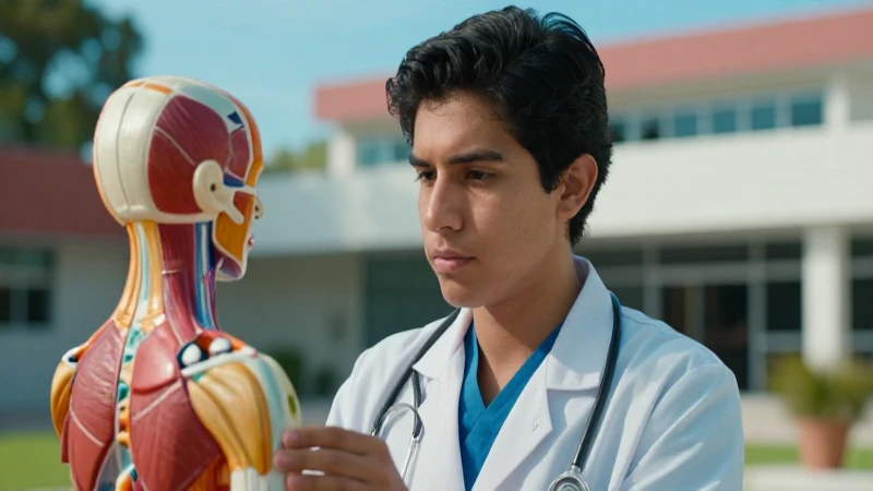 Estudiante médico concentrado en anatomía