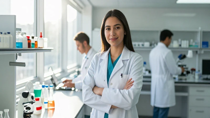 Estudiante mexicano confiado en laboratorio moderno