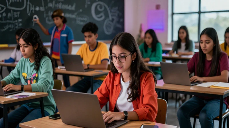 Estudiantes mexicanos modernos en ambiente de aprendizaje vibrante