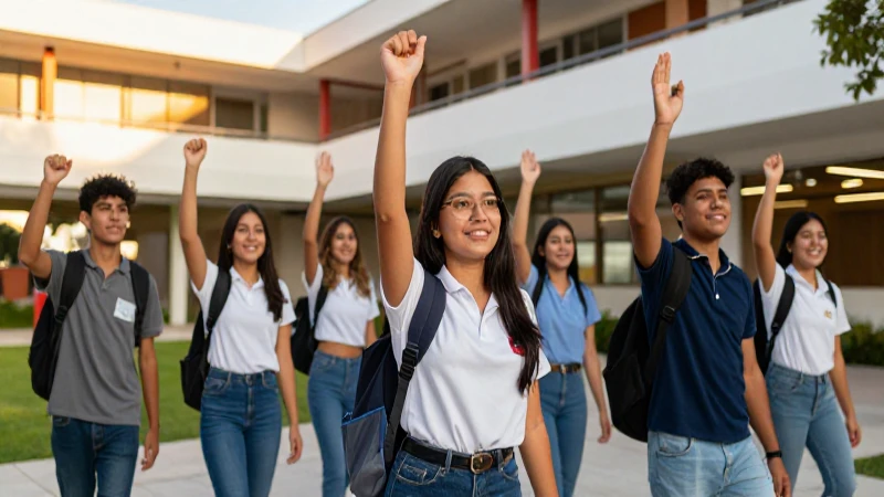 Estudiantes mexicanos celebran éxito académico en campus moderno