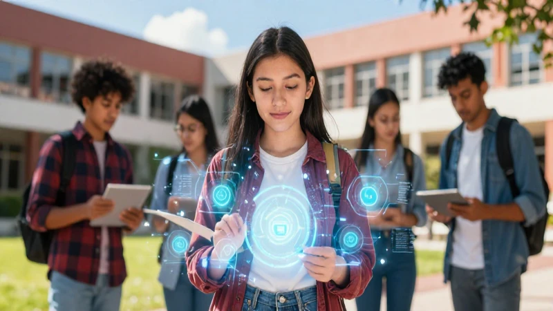 Estudiante mexicano moderno en campus universitario vibrante