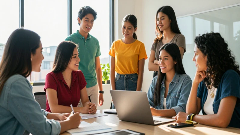 Jóvenes mexicanos ambiciosos en oficina moderna