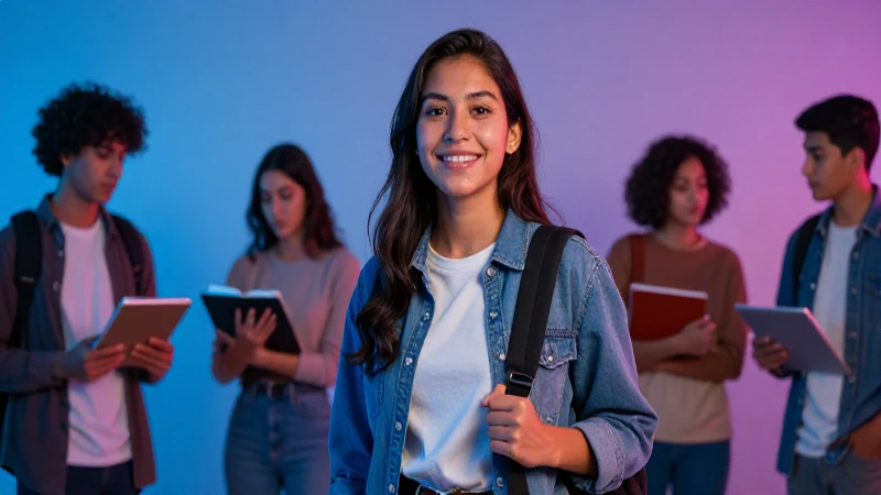 Joven estudiante mexicano en campus moderno y vibrante
