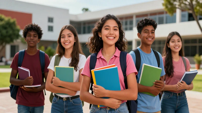 Estudiante mexicano feliz en moderno campus