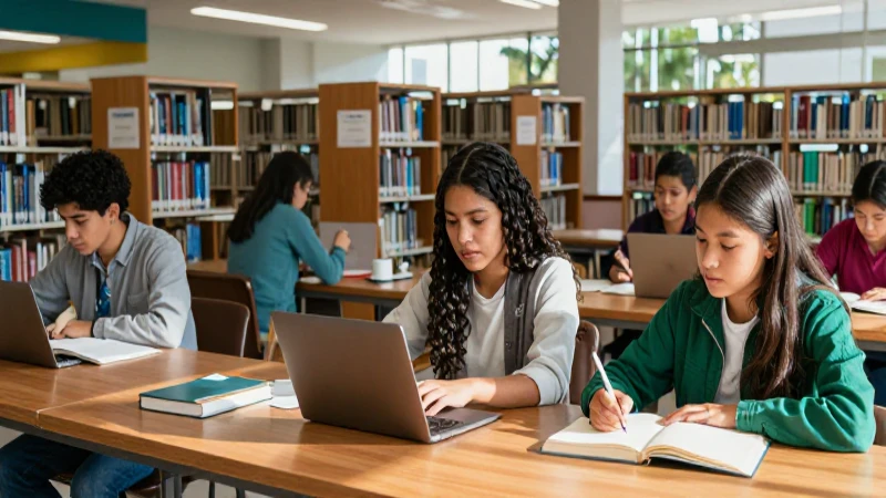 Estudiantes mexicanos estudian en moderna biblioteca