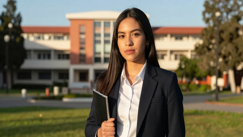 Estudiante mexicano en campus con estilo profesional