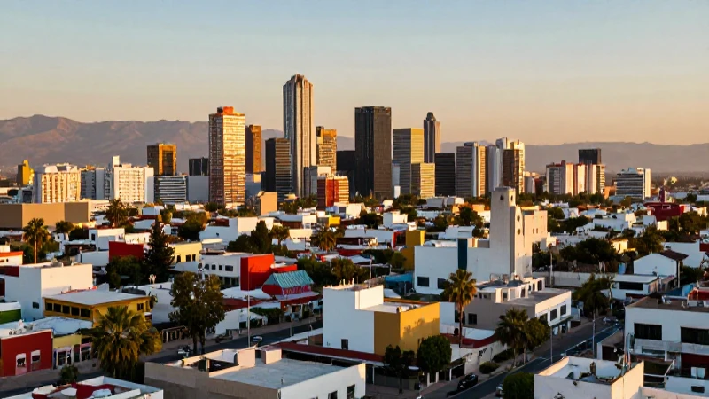 Mexicali moderno con vibrante luz dorada