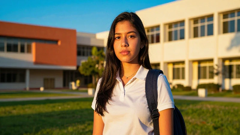Estudiante mexicano moderno en campus cinemático