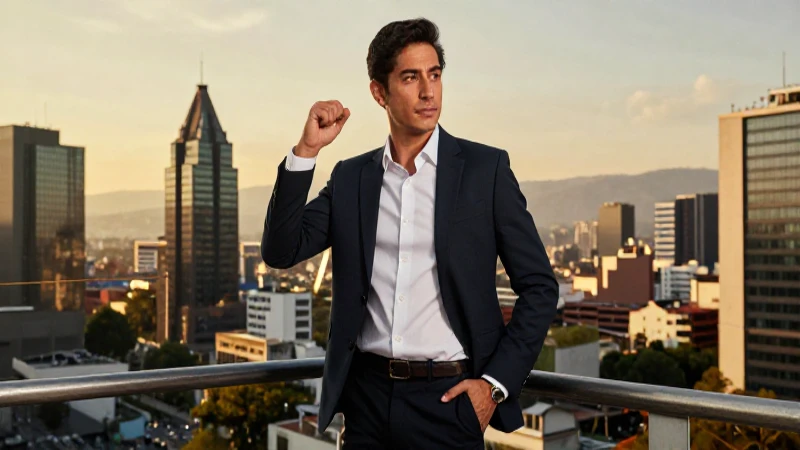Joven profesional mexicano con vista a CDMX