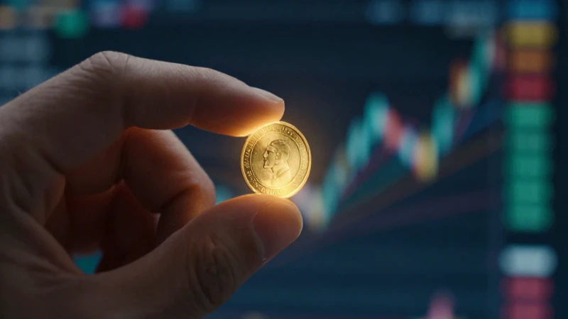 Primer plano dramático de moneda dorada