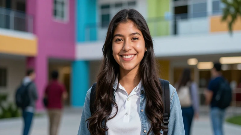 Retrato de estudiante mexicano moderno y sonriente