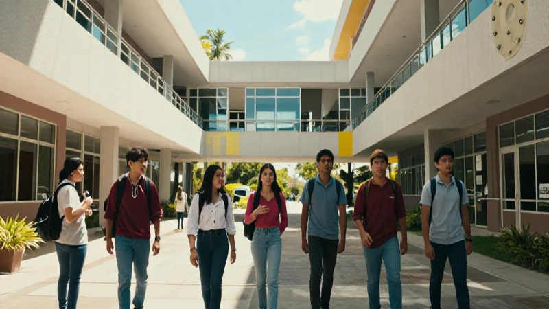 Estudiantes mexicanos modernos bajo luz vibrante