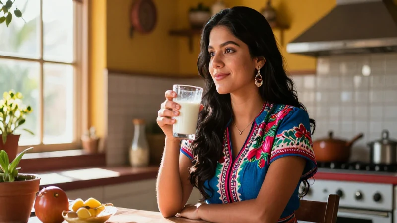 Joven mexicana en vibrante cocina soleada