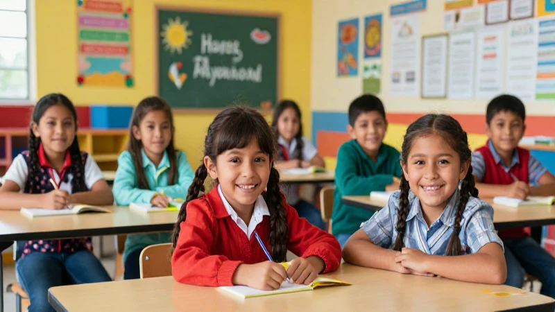 Niños mexicanos son felices en su aula