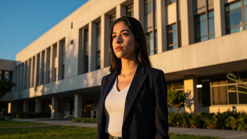 Estudiante mexicano en campus con luz dorada