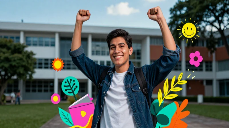 Estudiante mexicano triunfa en campus vibrante y moderno