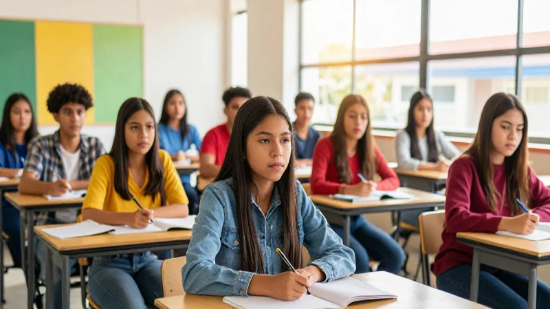 Estudiantes mexicanos brillantes en una clase moderna