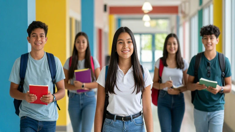 Jóvenes mexicanos optimistas en escuela moderna