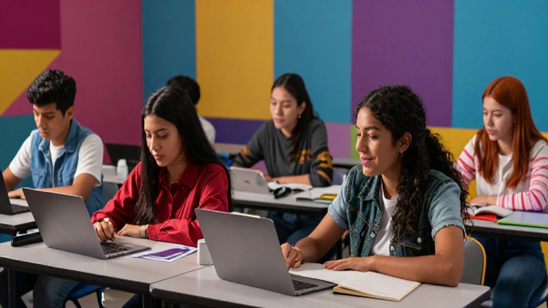 Estudiantes mexicanos colaboran en un aula vibrante