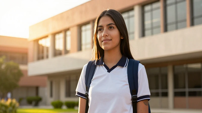 Estudiante mexicano motivado en campus soleado