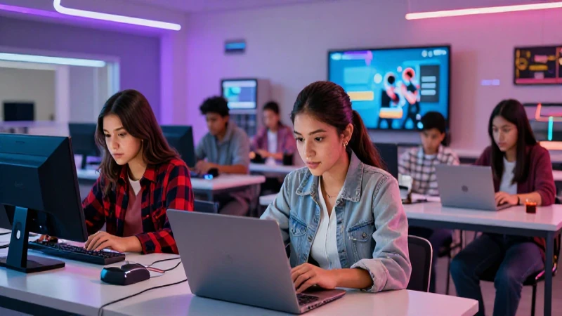 Jóvenes mexicanos en campus futurista y moderno