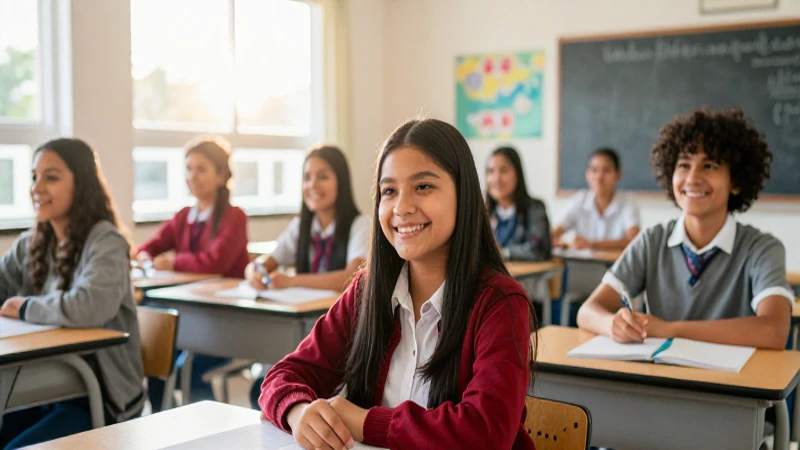 Estudiantes mexicanos brillantes en una moderna clase