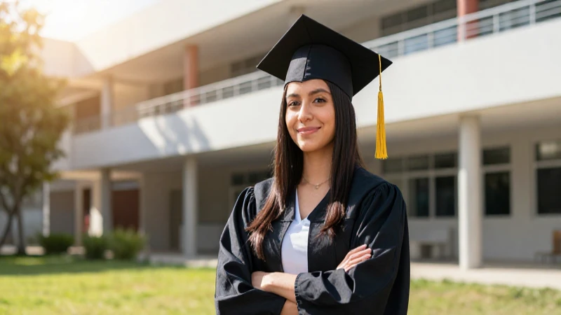 Estudiante mexicano exitoso en campus universitario