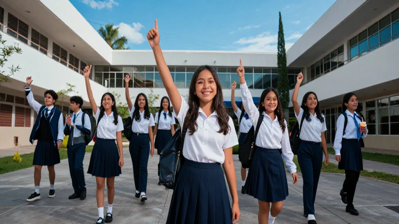 Estudiantes celebran éxito académico en su preparatoria